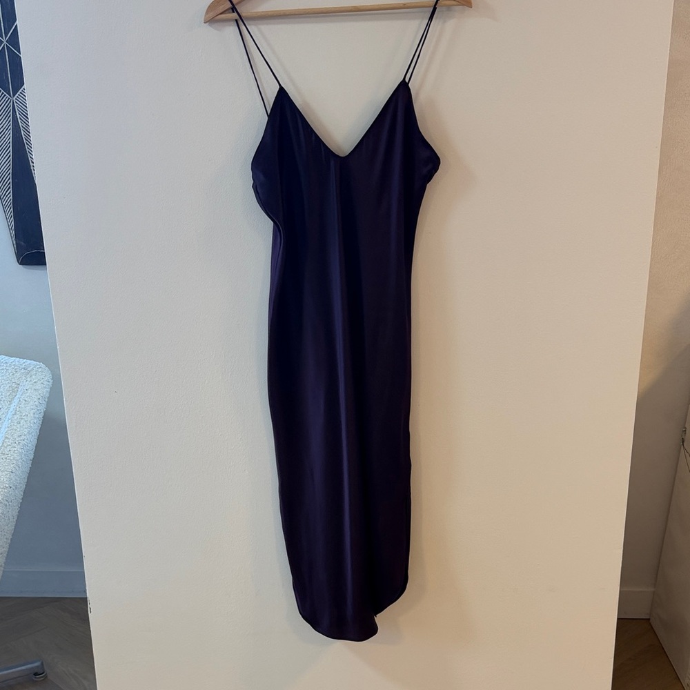 NWT / aubergine silk Slip Dress - Deep Purple - xs with adjustable straps